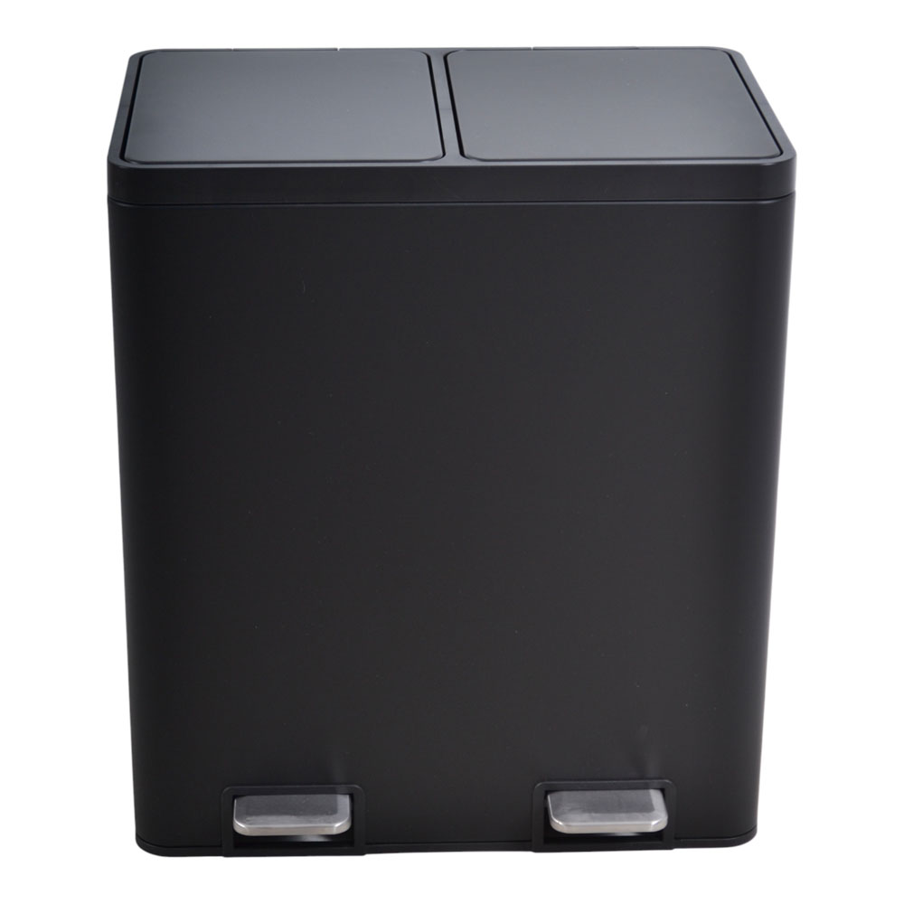 Κάδος αποριμμάτων διπλός 20 lt και 20 lt inox σε χρώμα ματ μαύρο 52x35.80x46.50