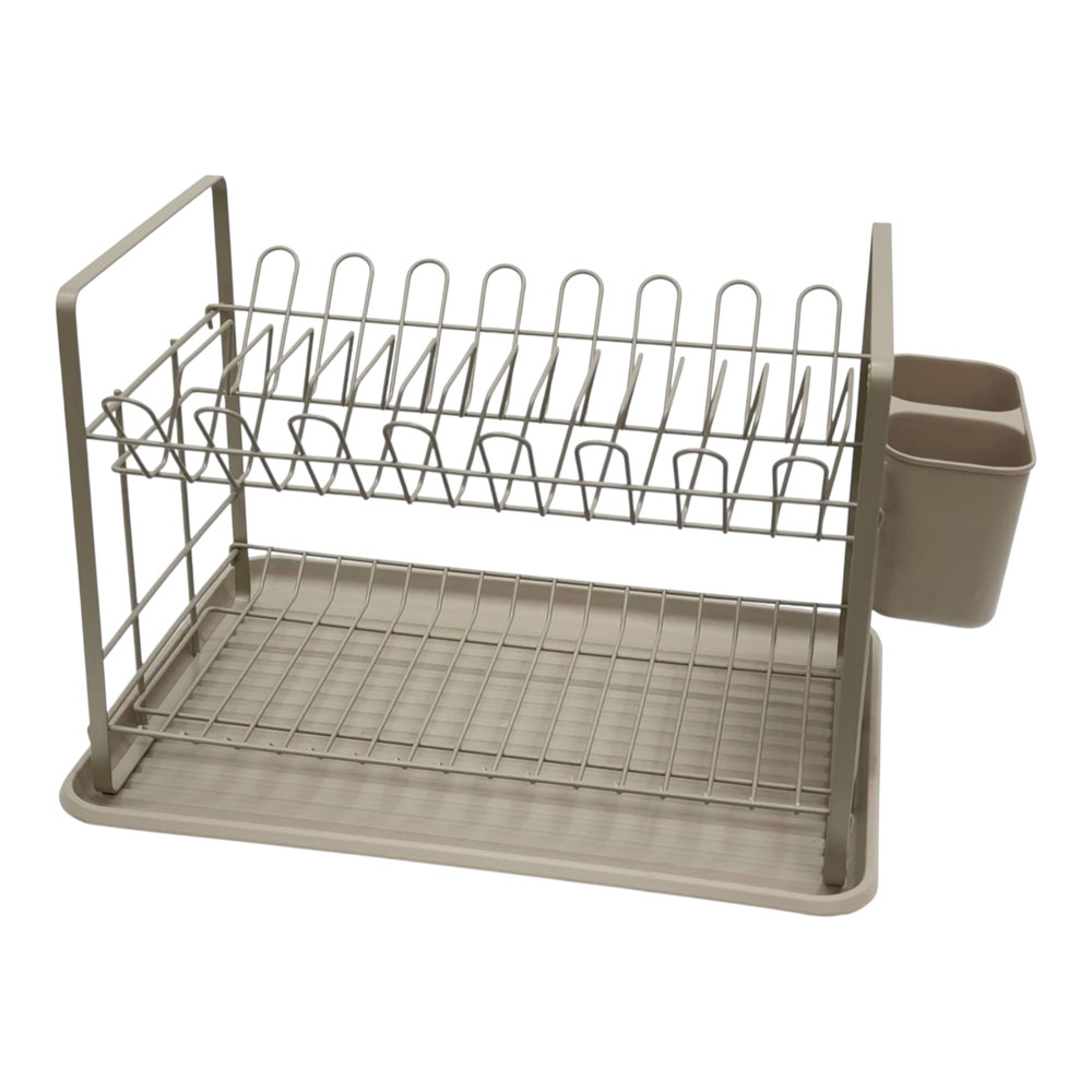 Πιατοθήκη διώροφη από μέταλλο σε χρώμα εκρού 48x32x29