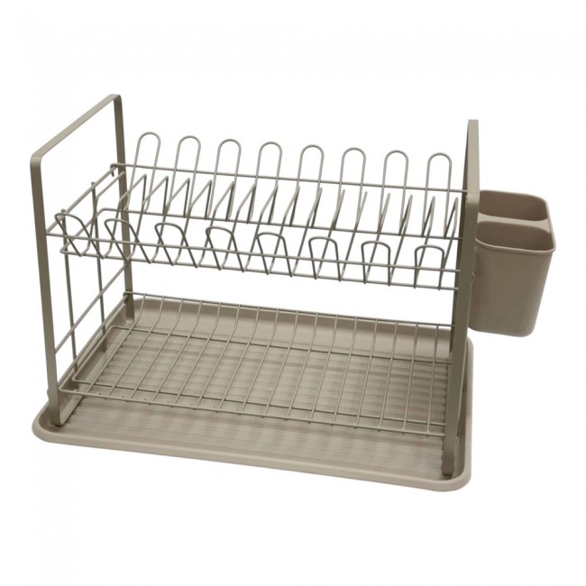 Πιατοθήκη διώροφη από μέταλλο σε χρώμα εκρού 48x32x29