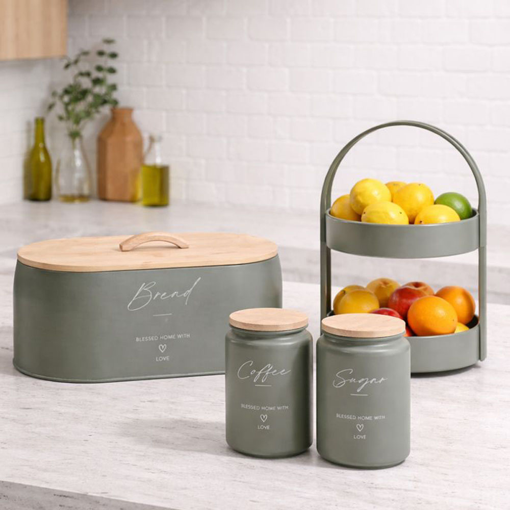 Ψωμιέρα από μέταλλο/μπαμπού σε χρώμα λαδί/φυσικό 35,5x19,7x12