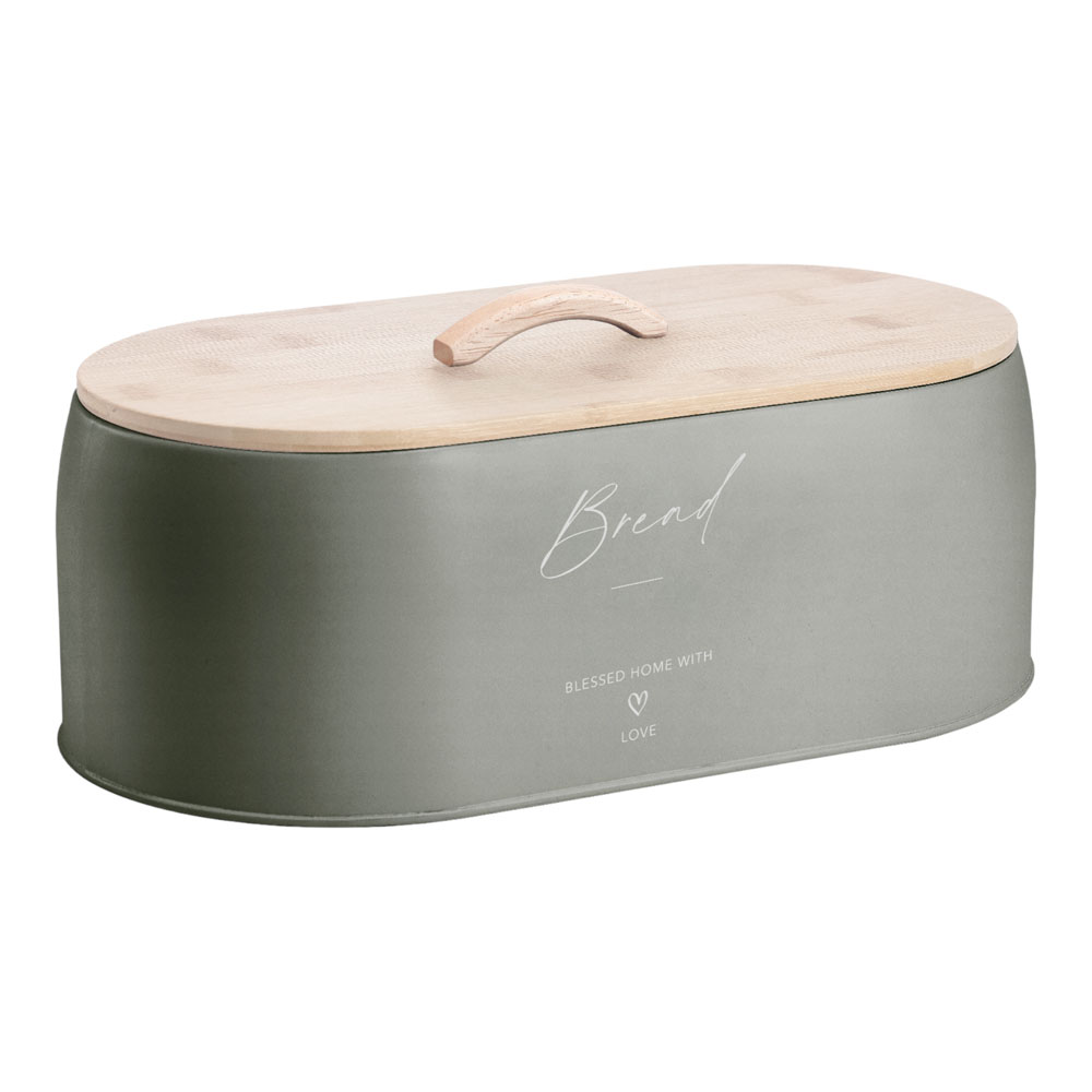 Ψωμιέρα από μέταλλο/μπαμπού σε χρώμα λαδί/φυσικό 35,5x19,7x12