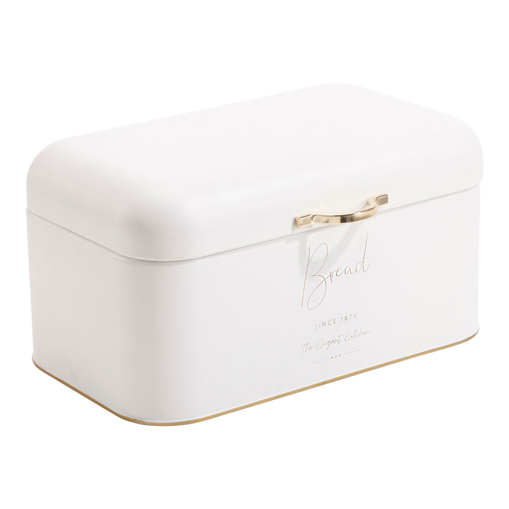 Ψωμιέρα από μέταλλο σε χρώμα λευκό/χρυσό 30x18x16