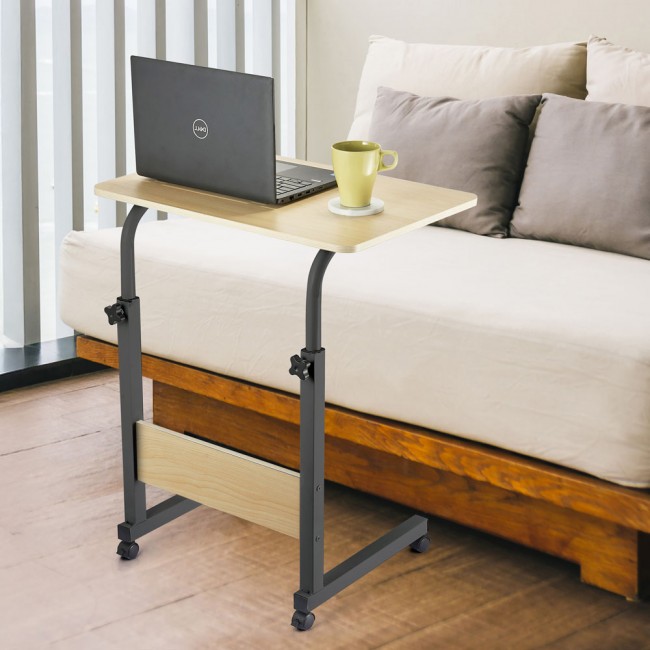 Τραπέζι τροχηλάτο από μέταλλο σε χρώμα φυσικό 60x40x89