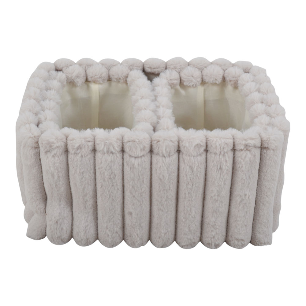 Σετ καλαθιών 3 τμχ από βελούδο ύφασμα σε χρώμα μπεζ 24x16x17