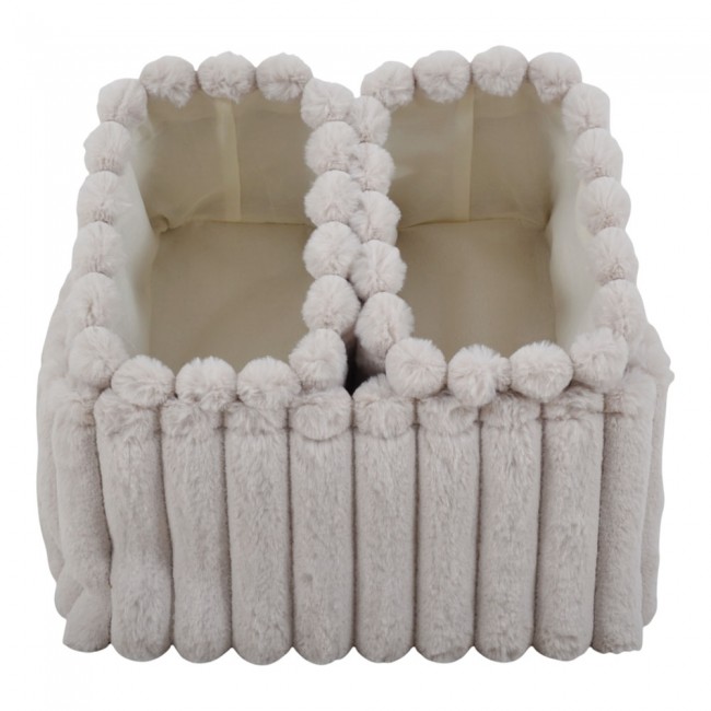 Σετ καλαθιών 3 τμχ από βελούδο ύφασμα σε χρώμα μπεζ 24x16x17