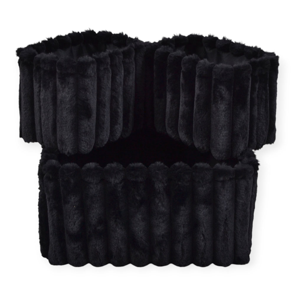 Σετ καλάθια 3 τμχ από βελούδο ύφασμα σε χρώμα μαύρο 24x16x17