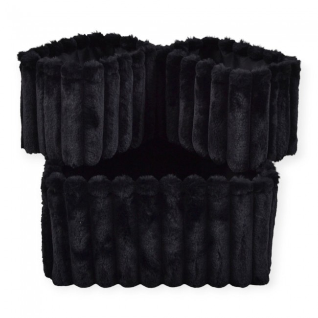 Σετ καλάθια 3 τμχ από βελούδο ύφασμα σε χρώμα μαύρο 24x16x17