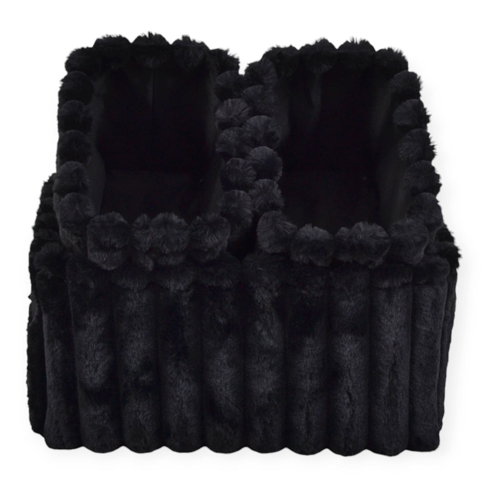 Σετ καλάθια 3 τμχ από βελούδο ύφασμα σε χρώμα μαύρο 24x16x17