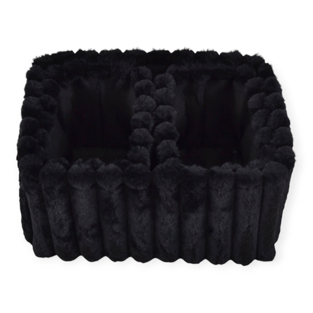 Σετ καλάθια 3 τμχ από βελούδο ύφασμα σε χρώμα μαύρο 24x16x17