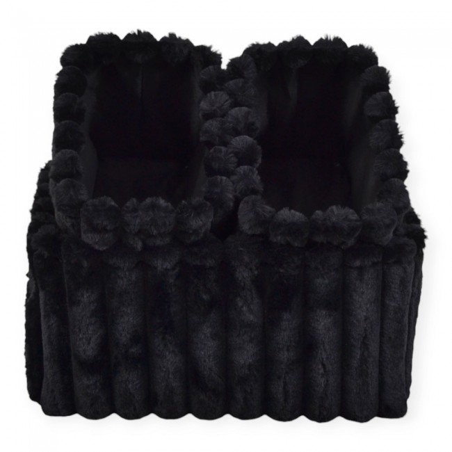 Σετ καλάθια 3 τμχ από βελούδο ύφασμα σε χρώμα μαύρο 24x16x17