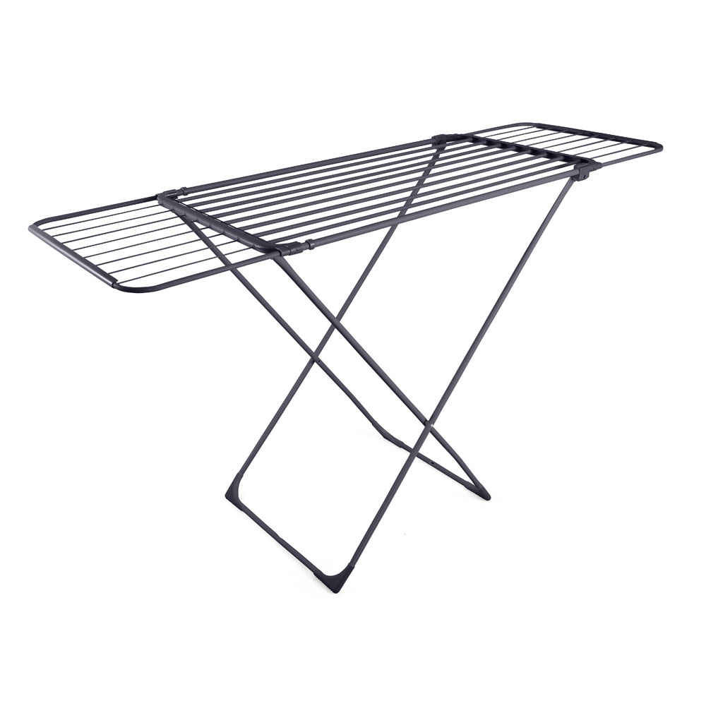 Απλώστρα δαπέδου επεκτεινόμενη/πτυσσόμενη από μέταλλο σε χρώμα μαύρο ματ 176x55x94