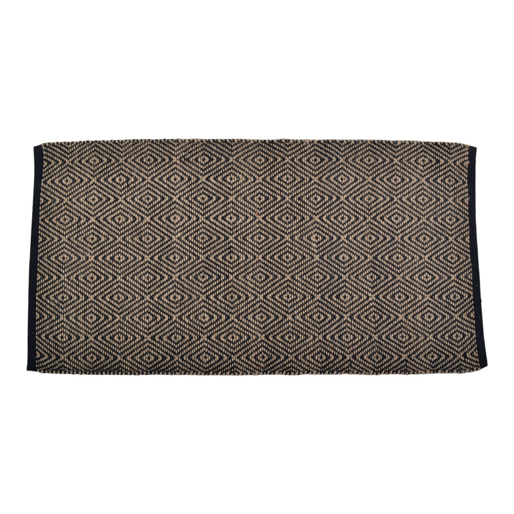 Χαλί από ψάθα/βαμβάκι σε χρώμα μαύρο/φυσικό 60x120