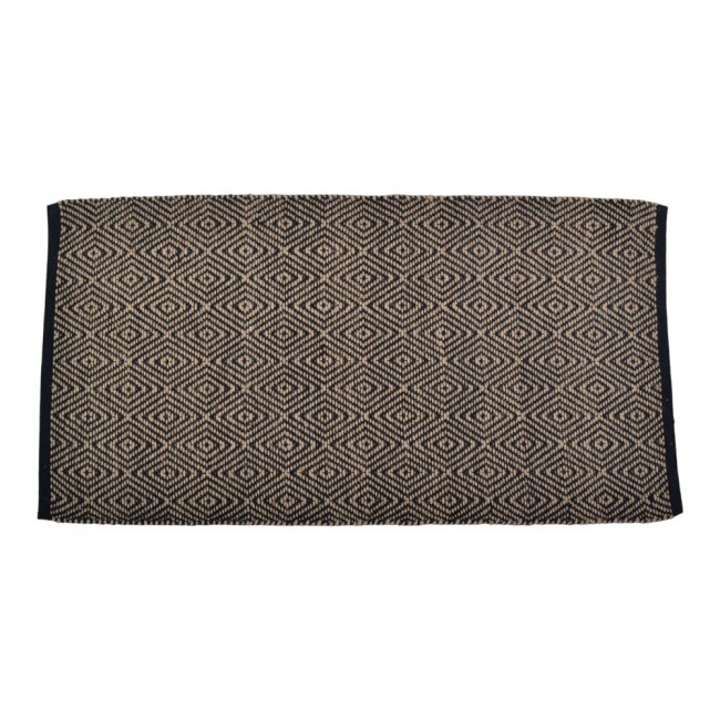 Χαλί από ψάθα/βαμβάκι σε χρώμα μαύρο/φυσικό 60x120