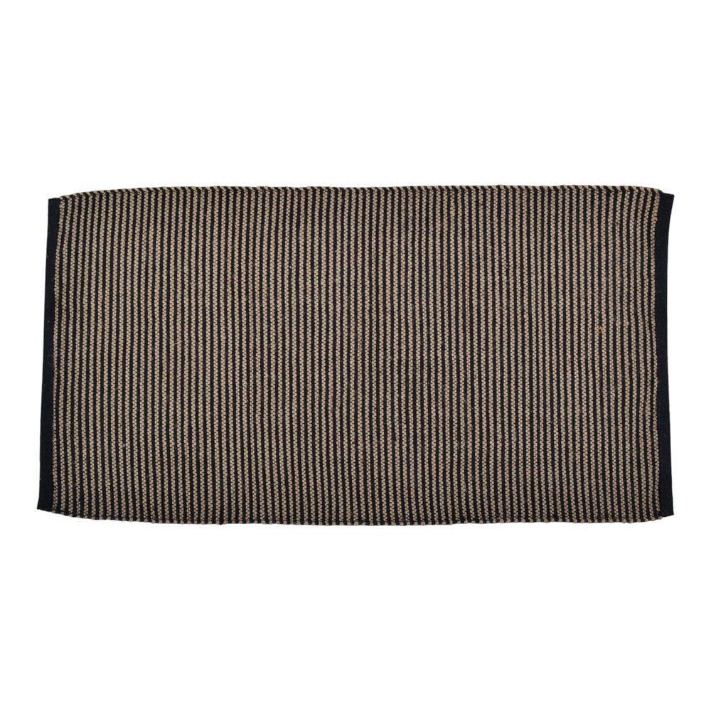 Χαλί από ψάθα/βαμβάκι σε χρώμα μαύρο/φυσικό 70x140