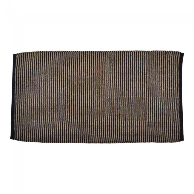 Χαλί από ψάθα/βαμβάκι σε χρώμα μαύρο/φυσικό 70x140