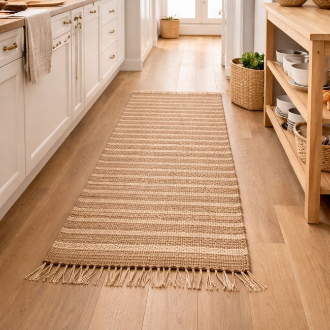 Χαλί από ψάθα/βαμβάκι σε χρώμα φυσικό 60x120
