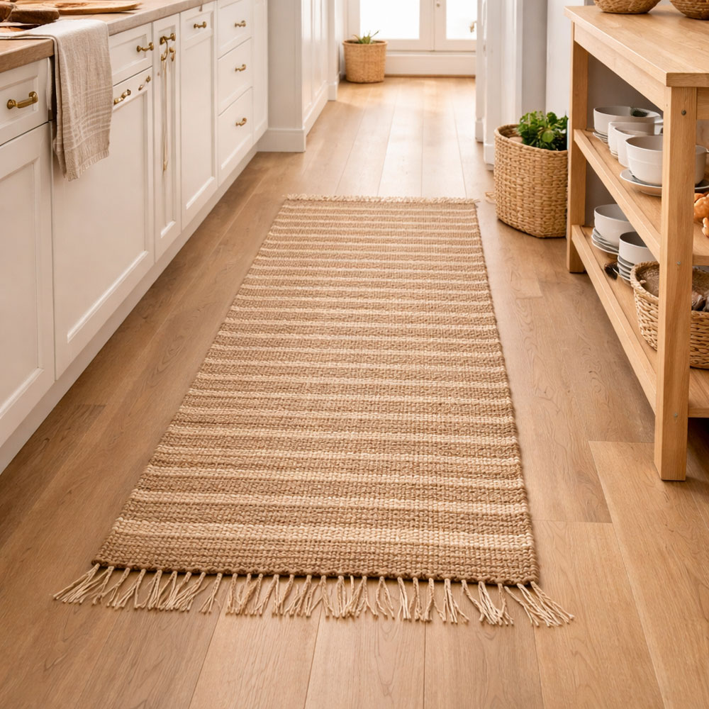 Χαλί από ψάθα/βαμβάκι σε χρώμα φυσικό 70x140