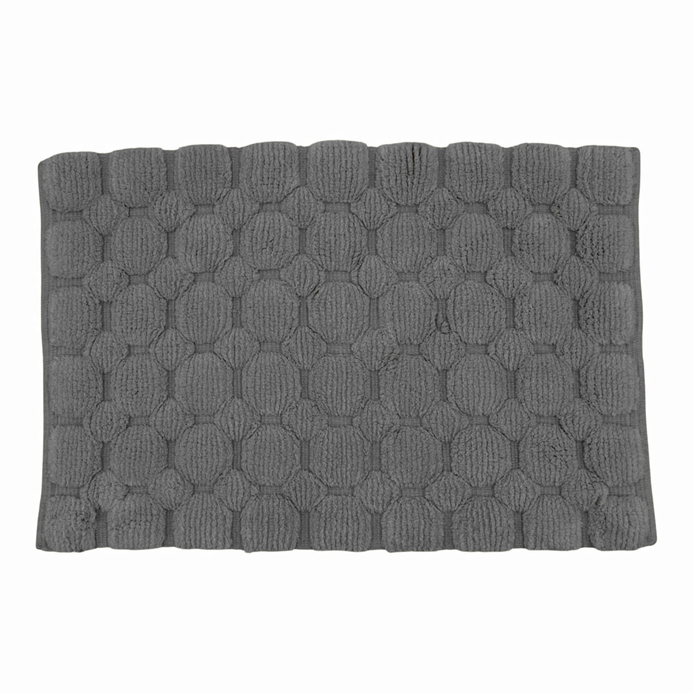 Χαλί μπάνιου χειροποίητο από ύφασμα σε χρώμα γκρι 50x80