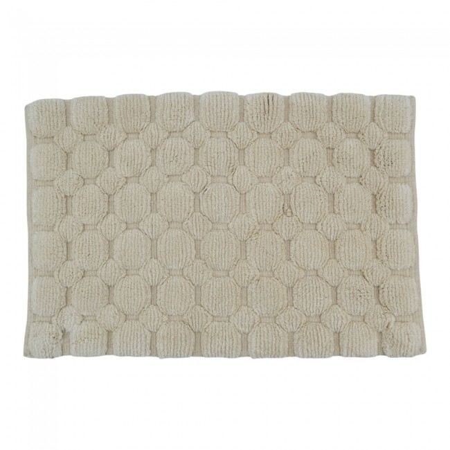 Χαλί μπάνιου χειροποίητο από ύφασμα σε χρώμα μπεζ 50x80