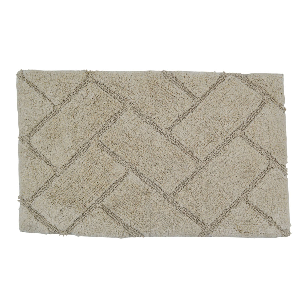 Χαλί μπάνιου από βαμβάκι σε χρώμα μπεζ 50x80