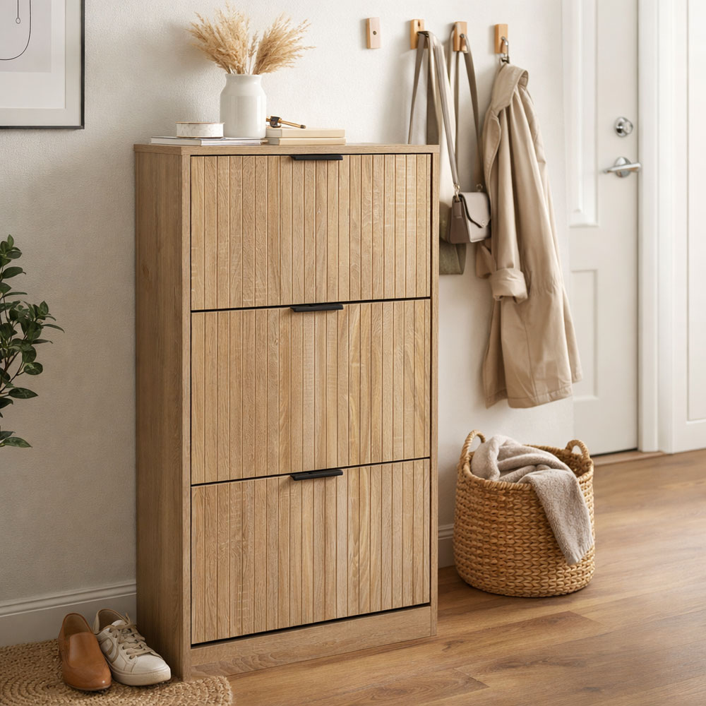 Παπουτσοθήκη από mdf σε χρώμα φυσικό 60x24x118