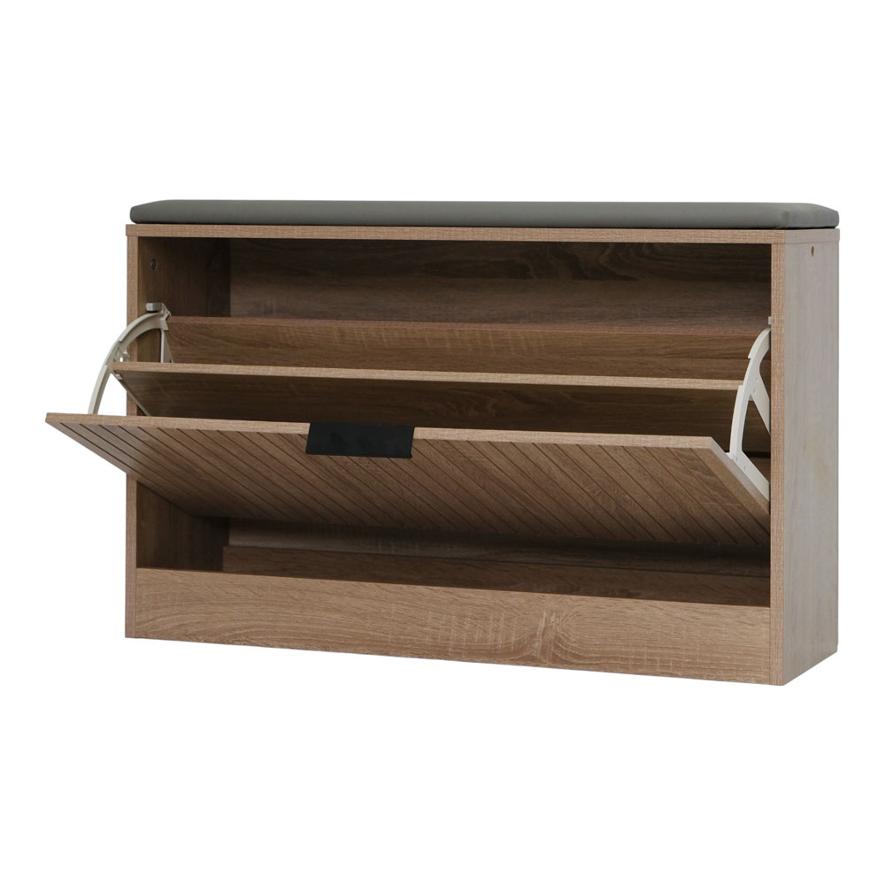 Παπουτσοθήκη-σκαμπό από mdf σε χρώμα φυσικό 80x24x50