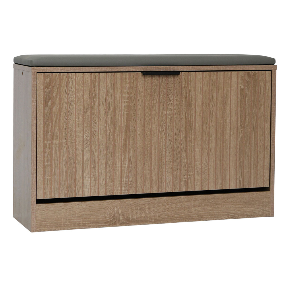 Παπουτσοθήκη-σκαμπό από mdf σε χρώμα φυσικό 80x24x50