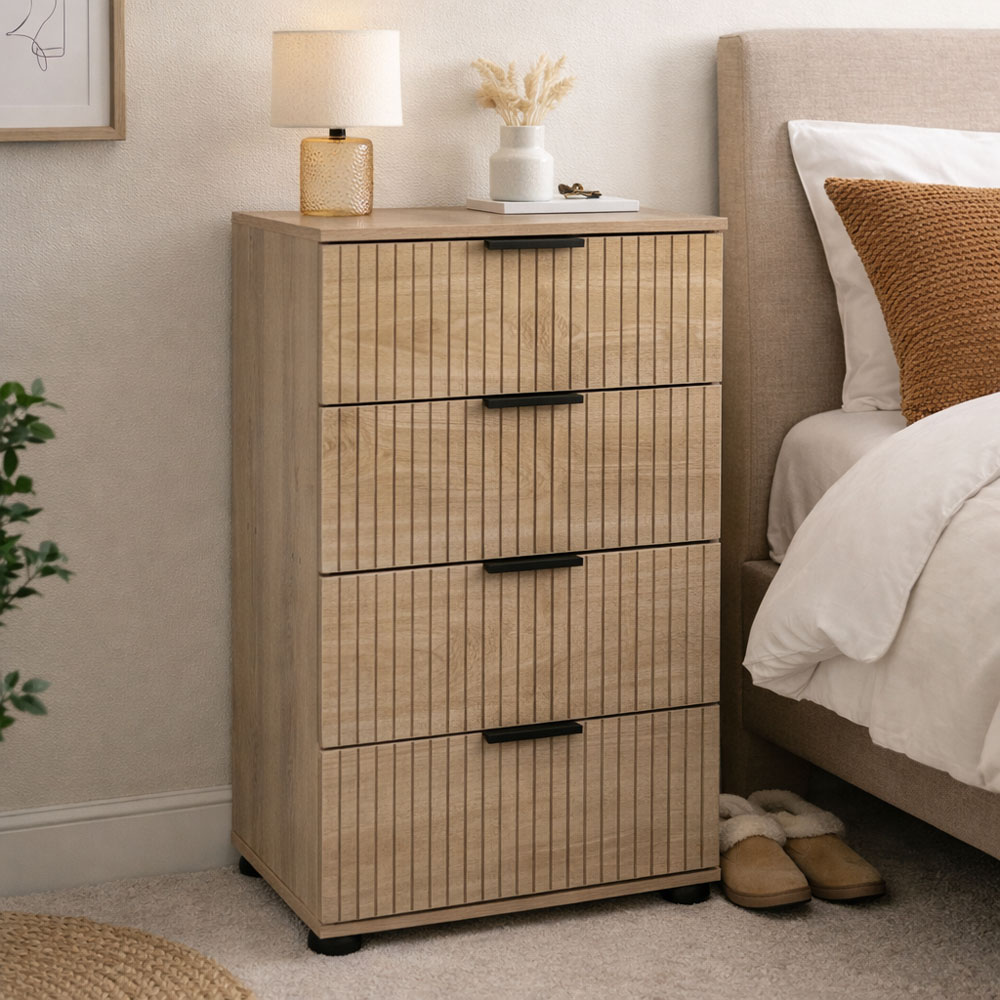 Κομοδίνο με συρτάρια από mdf σε χρώμα φυσικό 60x40x83