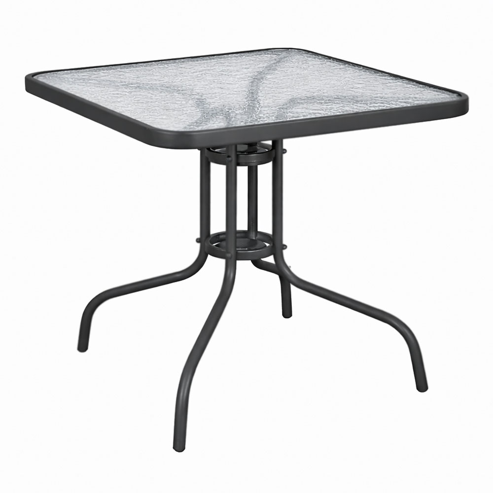 Τραπέζι τετράγωνο από γυαλί/μέταλλο σε χρώμα ανθρακί 80x80x70