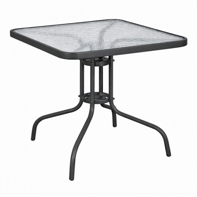Τραπέζι τετράγωνο από γυαλί/μέταλλο σε χρώμα ανθρακί 80x80x70