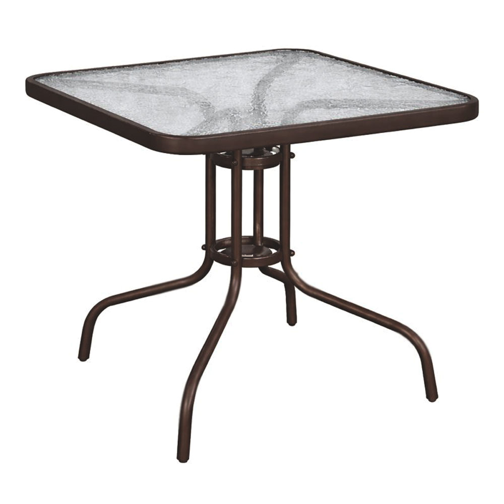 Τραπέζι τετράγωνο από γυαλί/μέταλλο σε χρώμα καφέ ματ 80x80x70