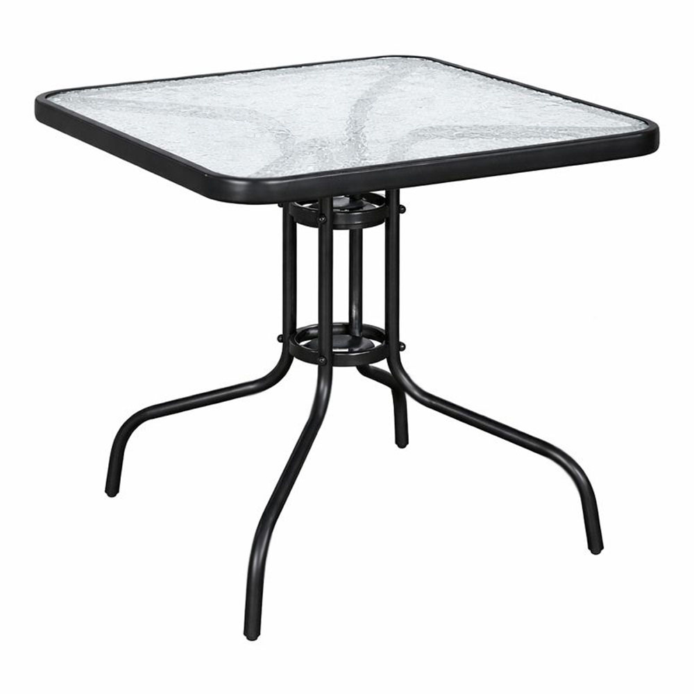 Τραπέζι τετράγωνο από γυαλί/μέταλλο σε χρώμα μαύρο ματ 80x80x70