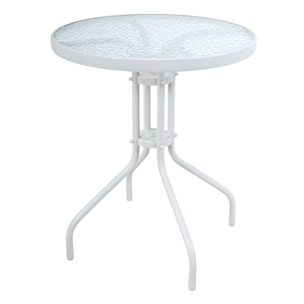 Τραπέζι στρογγυλό από /γυαλί μέταλλο σε χρώμα λευκό ματ 60x60x70