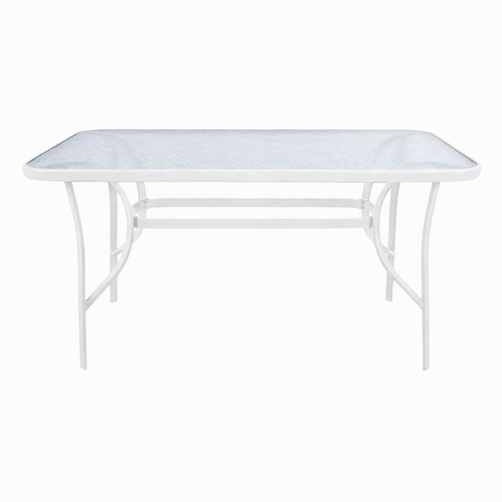 Τραπέζι από γυαλί/μέταλλο σε χρώμα λευκό ματ 140x80x70