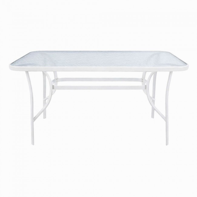 Τραπέζι από γυαλί/μέταλλο σε χρώμα λευκό ματ 140x80x70