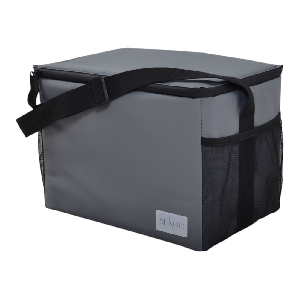 Ισοθερμική τσάντα "PREMIUM" από PVC  σε γκρι χρώμα 36x24x26