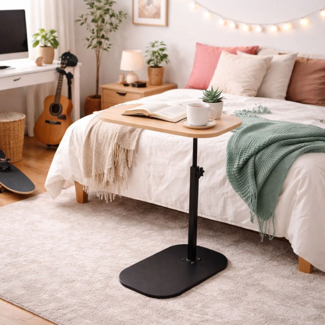 Τραπέζι τηλεσκοπικό από ξύλο/μέταλλο σε χρώμα φυσικο/μαύρο 45x28x75