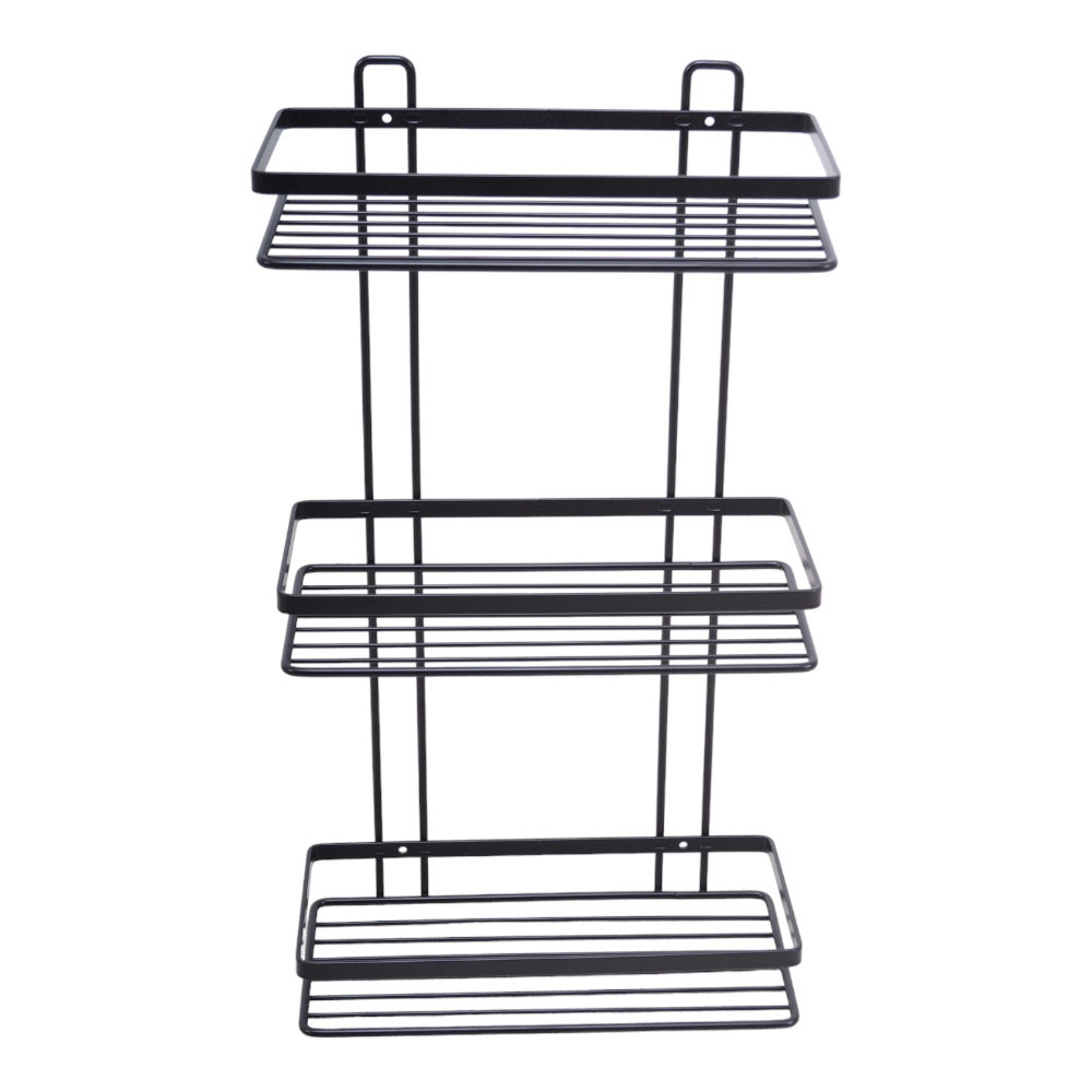 Ραφιέρα μπάνιου τριπλή από μέταλλο  σε χρώμα μαύρο 25x12x46