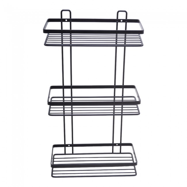 Ραφιέρα μπάνιου τριπλή από μέταλλο  σε χρώμα μαύρο 25x12x46