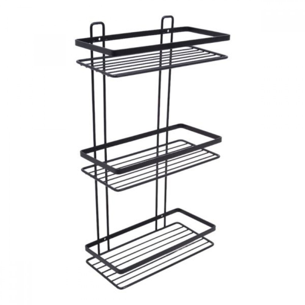 Ραφιέρα μπάνιου τριπλή από μέταλλο  σε χρώμα μαύρο 25x12x46