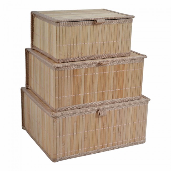 Σετ κουτιά  αποθήκευσης από  μπαμπού  σε χρώμα φυσικό 32x25x15