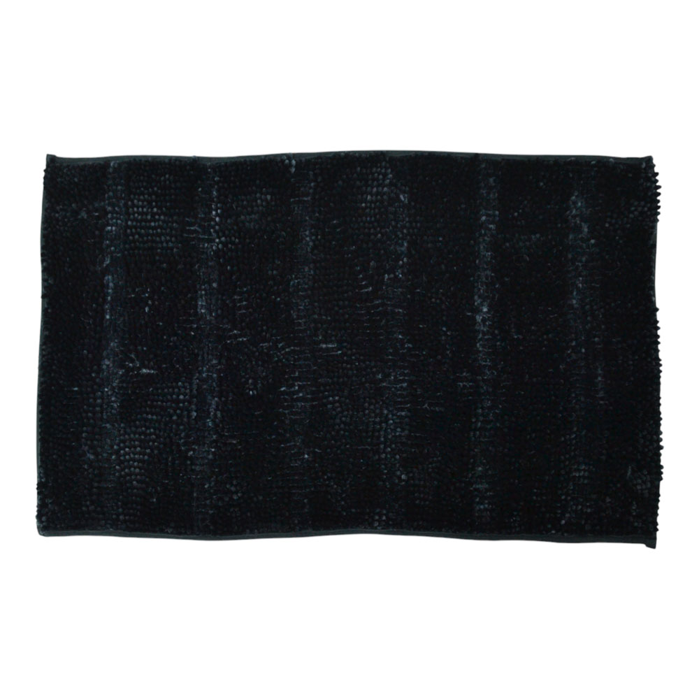 Πατάκι μπάνιου από  σενίλ σε χρώμα μαύρο 50x80