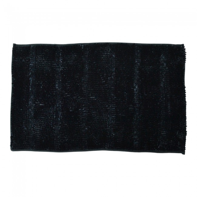 Πατάκι μπάνιου από  σενίλ σε χρώμα μαύρο 50x80