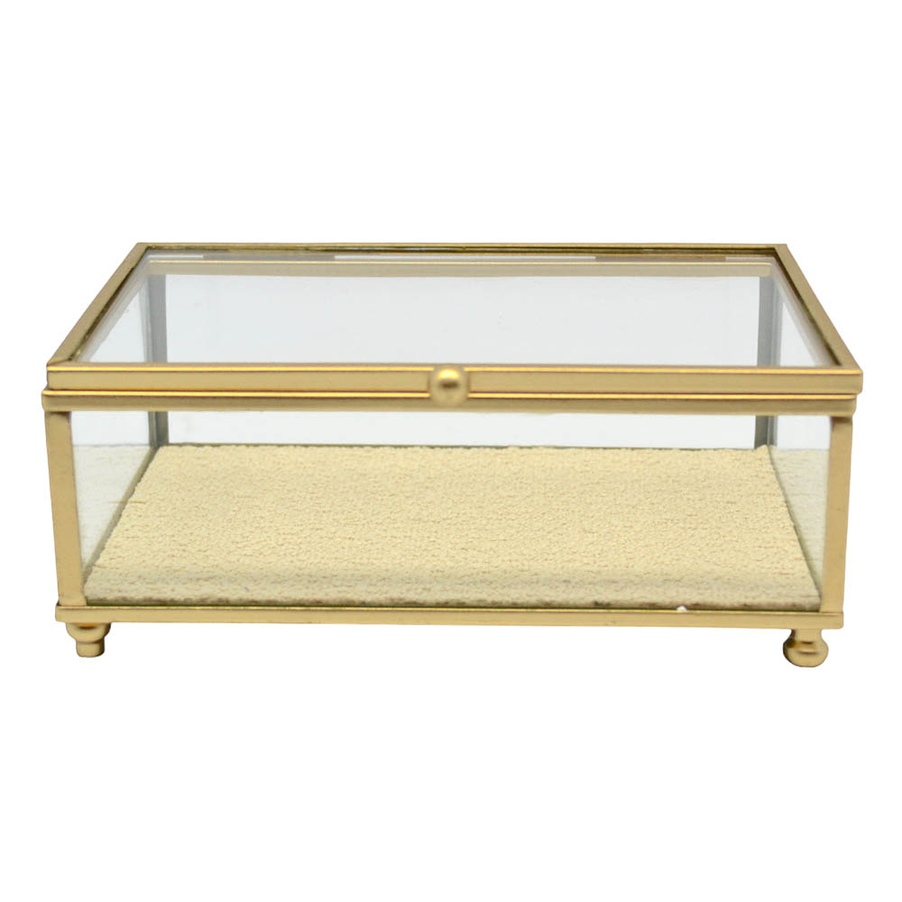 Κουτί αποθήκευσης κοσμημάτων  από γυαλί σε χρώμα χρυσό 15x10x6