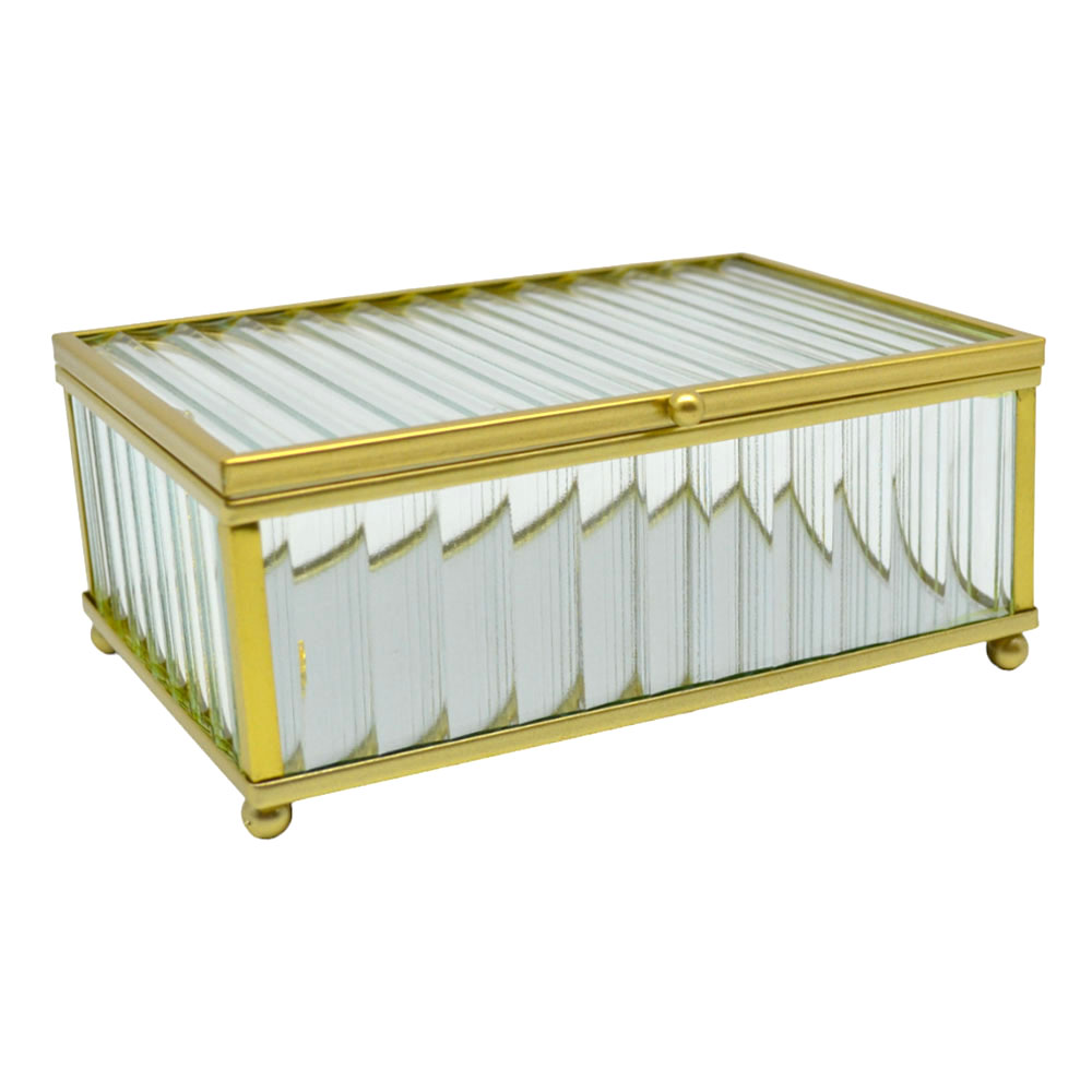 Κουτί αποθήκευσης κοσμημάτων  από γυαλί σε χρώμα χρυσό 15x10x6