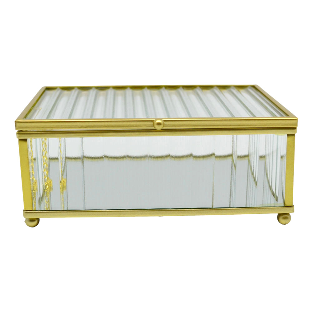 Κουτί αποθήκευσης κοσμημάτων  από γυαλί σε χρώμα χρυσό 15x10x6