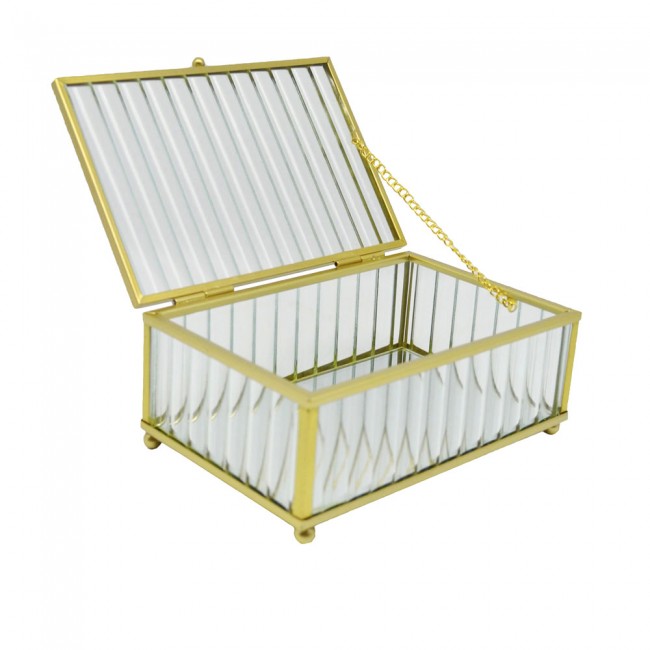 Κουτί αποθήκευσης κοσμημάτων  από γυαλί σε χρώμα χρυσό 15x10x6