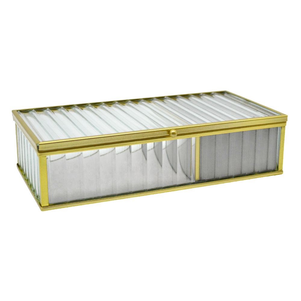 Κουτί αποθήκευσης κοσμημάτων  από γυαλί σε χρώμα χρυσό 20x10x5