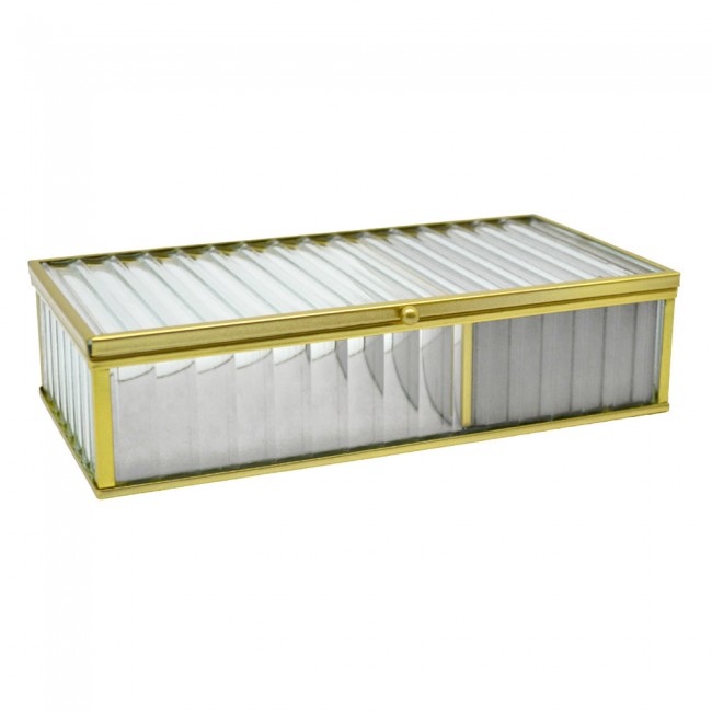 Κουτί αποθήκευσης κοσμημάτων  από γυαλί σε χρώμα χρυσό 20x10x5