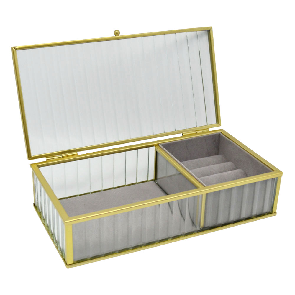 Κουτί αποθήκευσης κοσμημάτων  από γυαλί σε χρώμα χρυσό 20x10x5